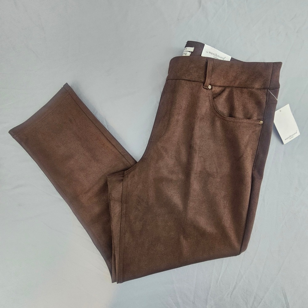 Westbound Woman 16W High Rise Skinny Dk Brown Suede Feel Legging NWT L687 - Picture 2 of 10